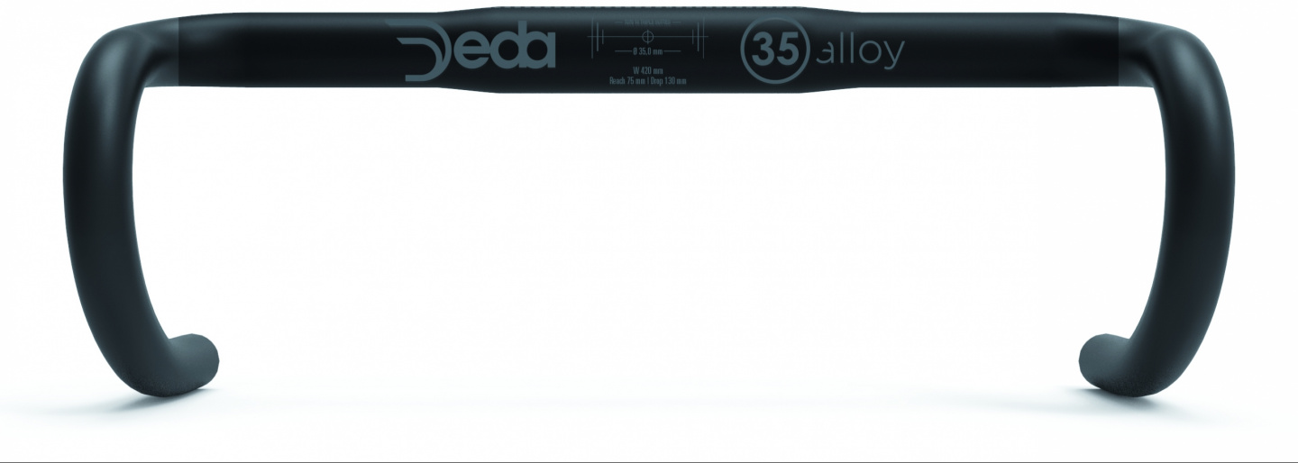 Guidon De Route Deda Elementi M35 - Diamètre Pince 35mm, Largeur 44cm - Noir